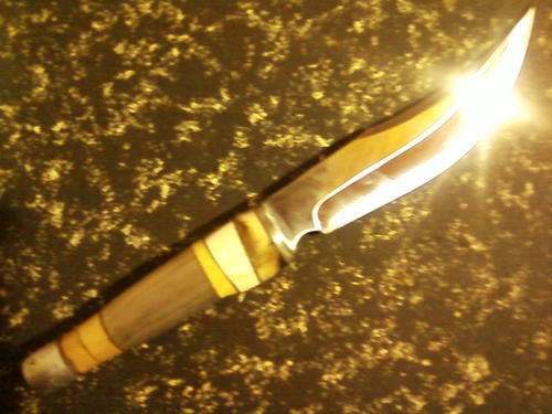 R1HANDMADE LEOPARD HUNTERS KNIFE BY JWK MADE OF QUALITY BODA STAINLESS STEEL,IVORY AND LEOPARD WOOD