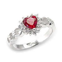 SPECIAL RUBY HEART SOLID STERLING SILVER RING!