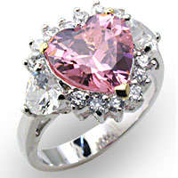 Gorgeous Rosette Pink Heart CZ Ring