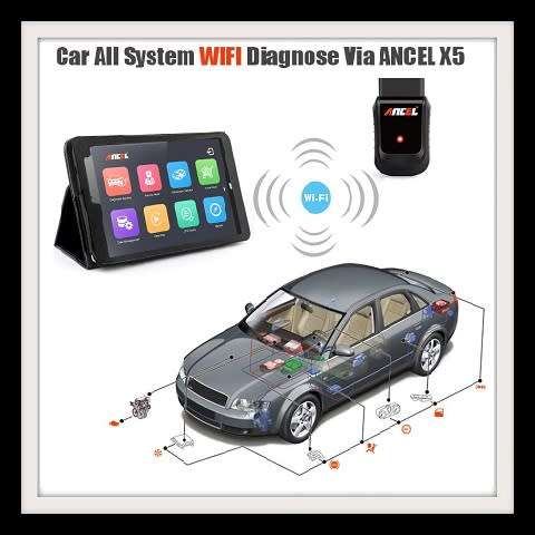 Ancel X5 OBD2 Wifi Scanner Car Diagnostic Tool Auto Scanner +8" Windows Tablet ABS EPB Airbag DPF Re