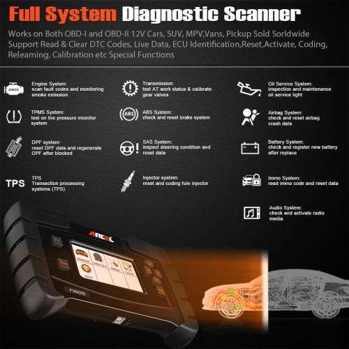 Ancel FX6000 Kit Diagnostic Tool All System Scanner Code Reader Wit Adaptors