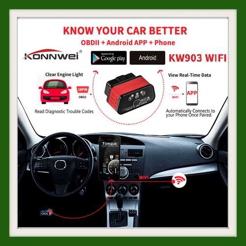 KONNWEI KW903 WIFI CAR DIAGNOSTIC TOOL FOR IOS ANDROID AND WINDOWS