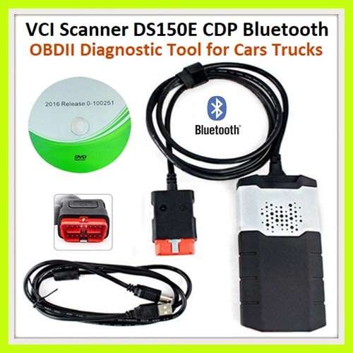 VCI DS150E (Like Delphi) OBDII Bluetooth Autocom V2016.R0 Diagnostic Tool for OBDII Cars & Trucks.