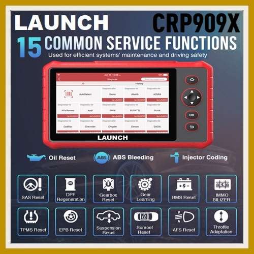 Launch CRP909X OBD2 Full Systems Car Diagnostic Scanner With 15 Service Functions