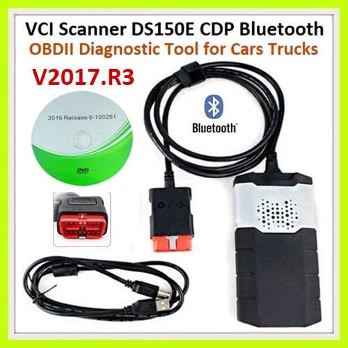 VCI DS150E OBDII Bluetooth with Latest Software V2017.R3 Diagnostic Tool for OBDII Cars & Trucks.