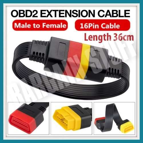 Universal OBD2 Extension Cable 36cm 16Pin male to Female