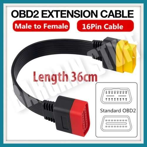 Universal OBD2 Extension Cable 36cm 16Pin male to Female