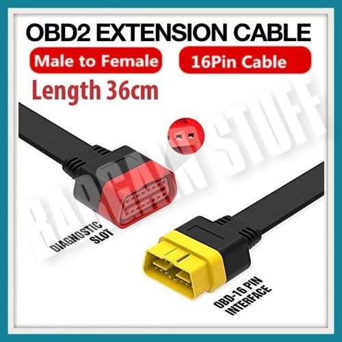 Universal OBD2 Extension Cable 36cm 16Pin male to Female
