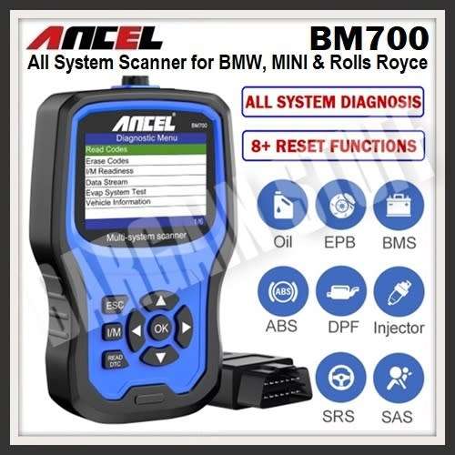 Ancel BM700 OBD2 All System Scanner Code Reader for BMW / MINI & Rolls Royce with Reset Functions