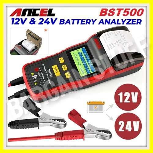 Ancel BST500 12V-24V Car Battery Tester, Load, Charging, Cranking Tester With Build-in Printer