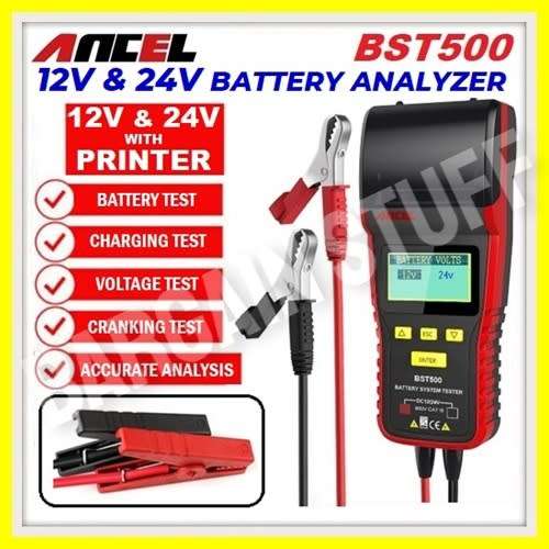 Ancel BST500 12V-24V Car Battery Tester, Load, Charging, Cranking Tester With Build-in Printer