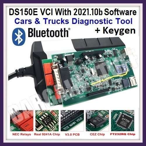 Delphi DS150E OBDII Bluetooth Diagnostic Tool Latest software 2021.10b Cars & Trucks.