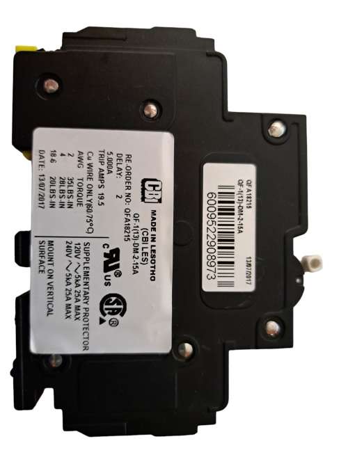 CBI Circuit Breaker 1 Pole Curve 2 15A 6kA 240V QFA18215