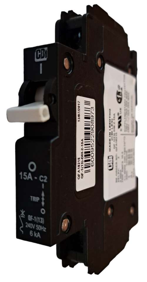 CBI Circuit Breaker 1 Pole Curve 2 15A 6kA 240V QFA18215