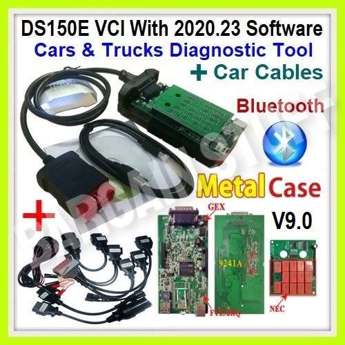 VCI DS150E OBDII Bluetooth Diagnostic Tool with Software V2020.23 With 8 Car Cables.