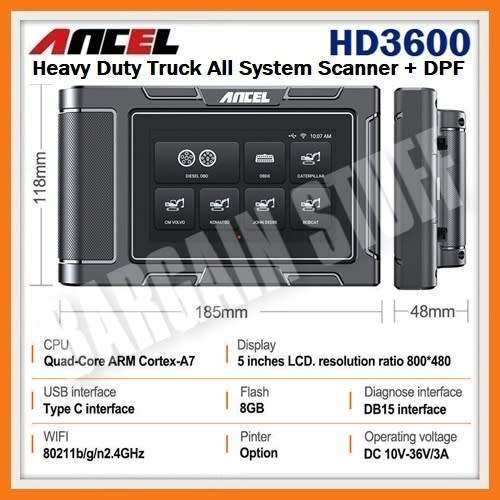 Ancel HD3600 Heavy Duty Truck Scanner OE-level Full System Diagnostic Tool With DPF