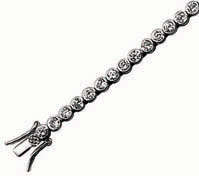 Sterling Silver Bezel set CZ Bracelet Lrg