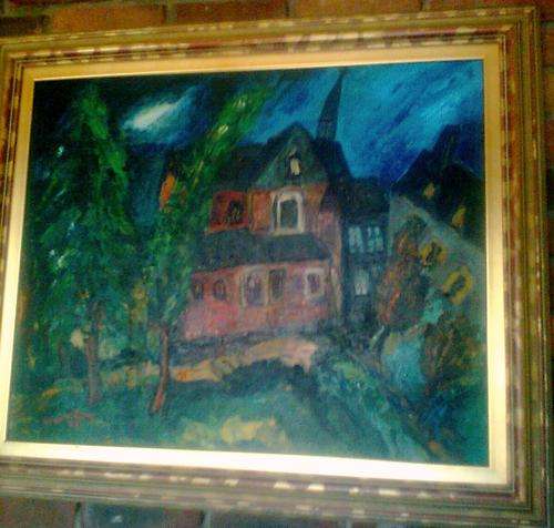 "Belgian church" Original oil painting by CF van der Merwe (1961-1995) - BIG BARGAIN!!
