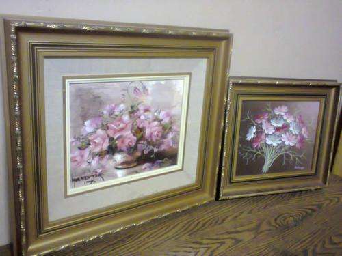 "PINK ROSES" by MIA VENTER - original signed oil painting - 5 DAYS ONLY AUCTION - 2 Paintings !!!