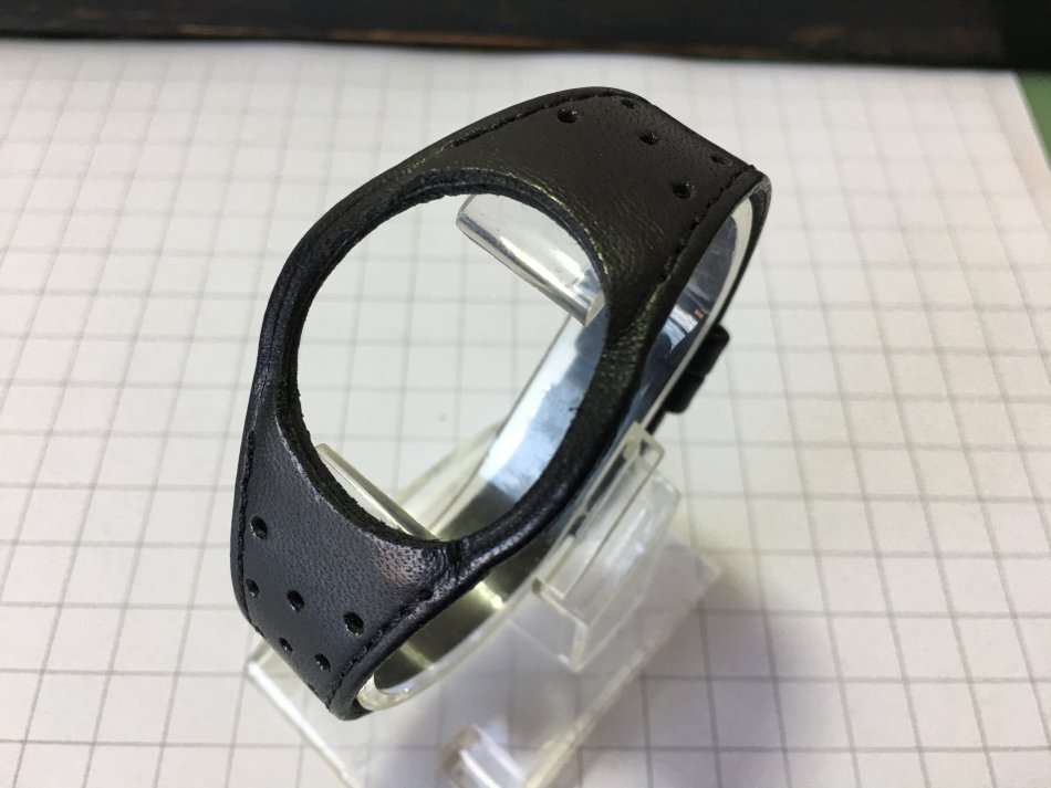 OMEGA DYNAMIC GENUINE LEATHER BLACK GENTS WATCH STRAP