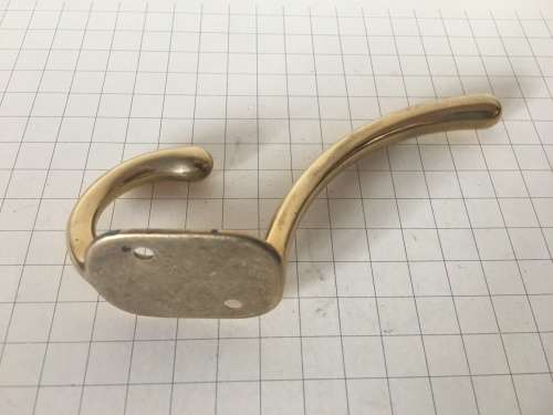 Solid brass coat and hat hook - vintage n.o.s.