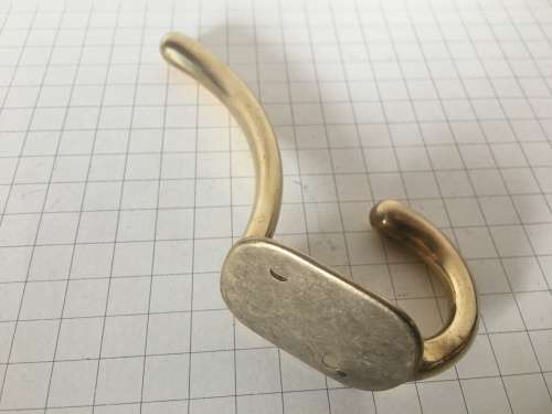 Solid brass coat and hat hook - vintage n.o.s.