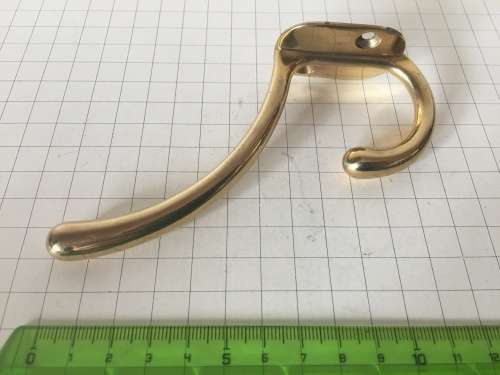 Solid brass coat and hat hook - vintage n.o.s.