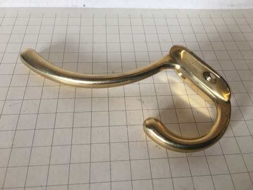 Solid brass coat and hat hook - vintage n.o.s.