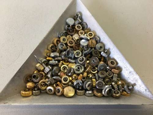 30 grams assorted used watch crowns - 120+ pieces - #10