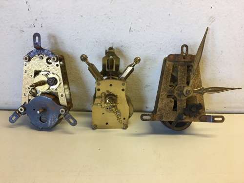 3 small clock movements - parts /repair