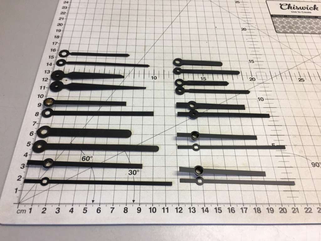 Black stick hands for clock - 10 sets