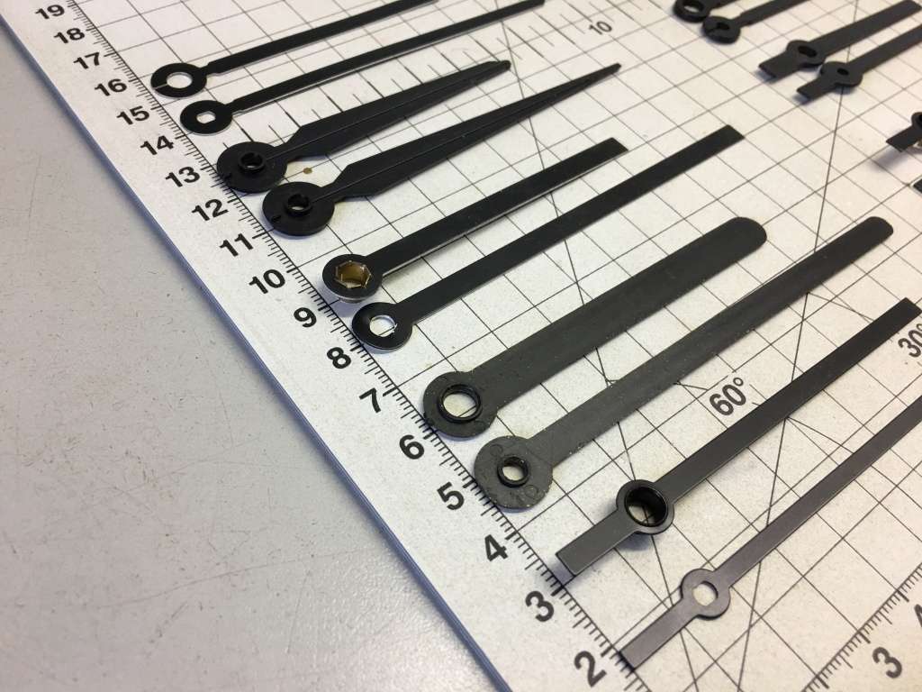 Black stick hands for clock - 10 sets