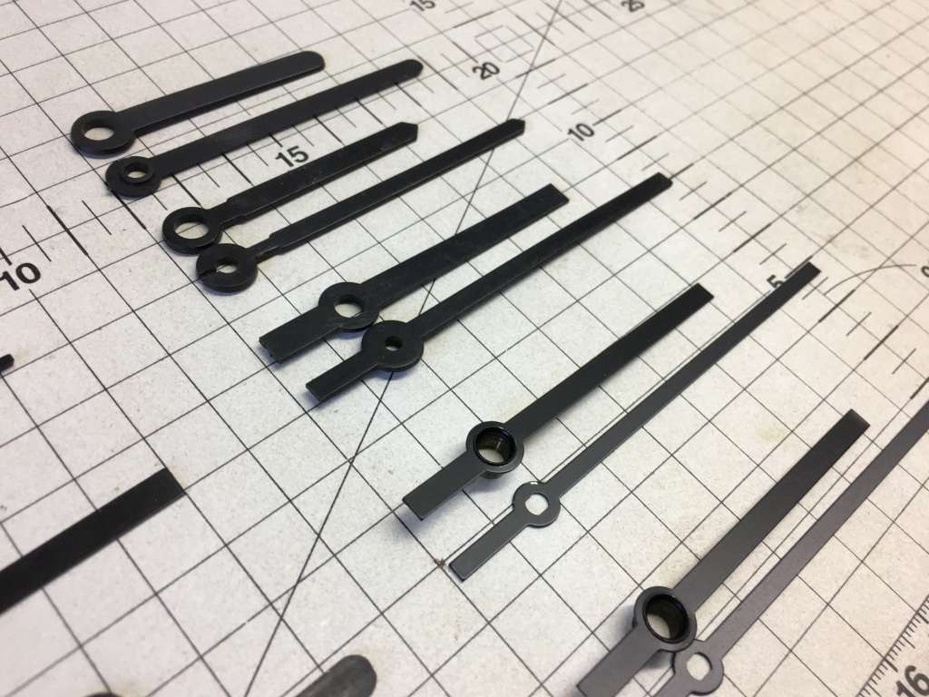 Black stick hands for clock - 10 sets