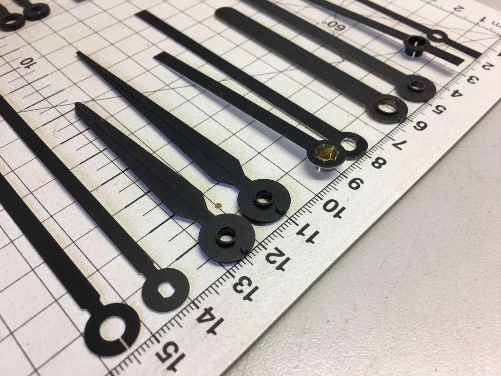 Black stick hands for clock - 10 sets