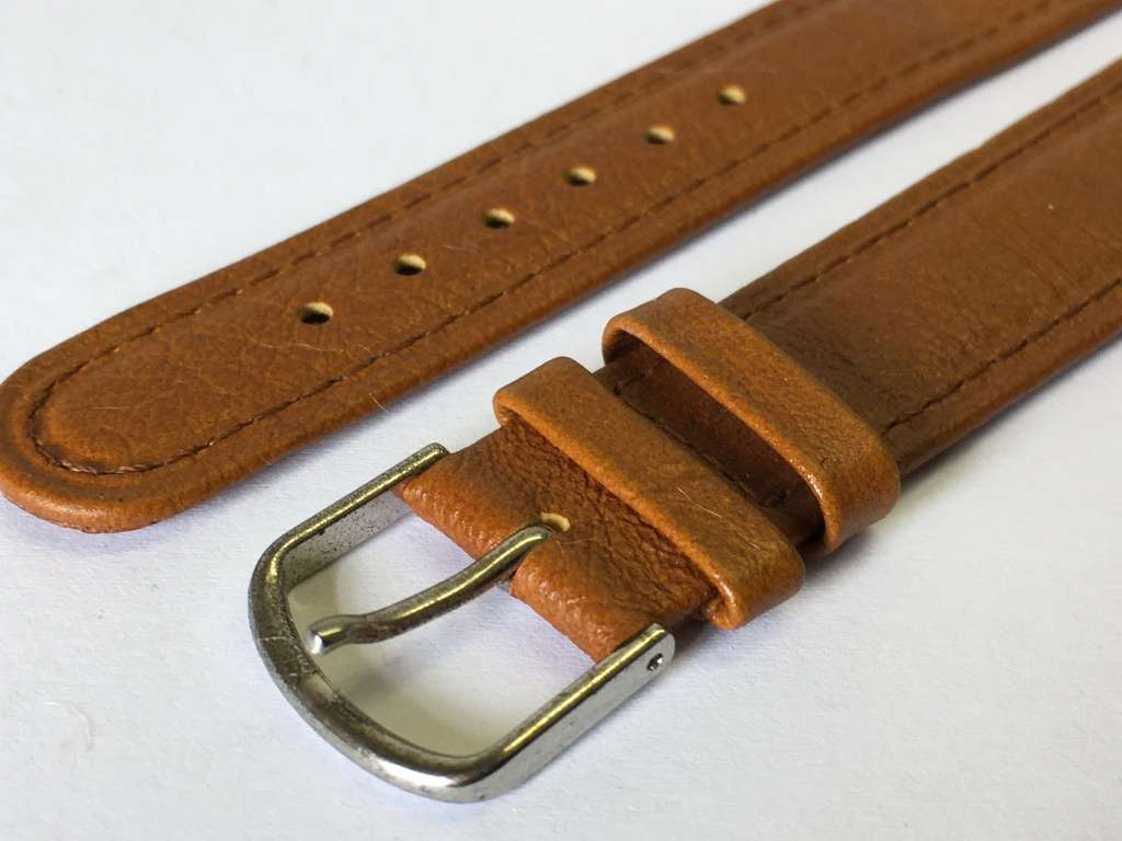 18mm brown leather watch strap