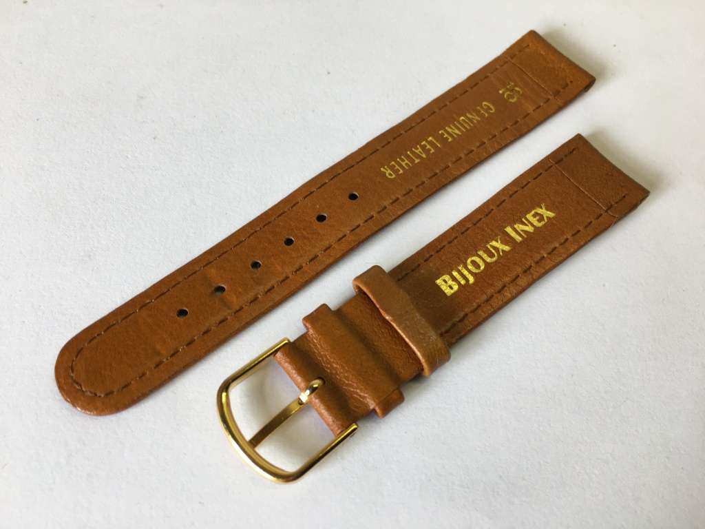 18mm light brown leather watch strap