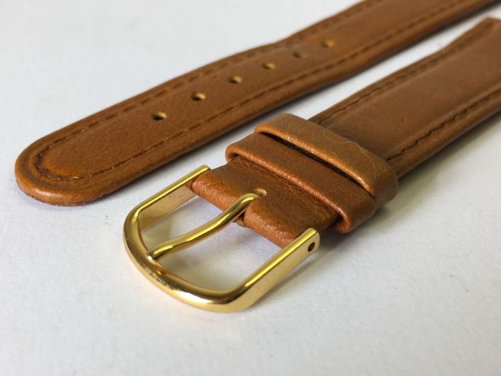18mm light brown leather watch strap