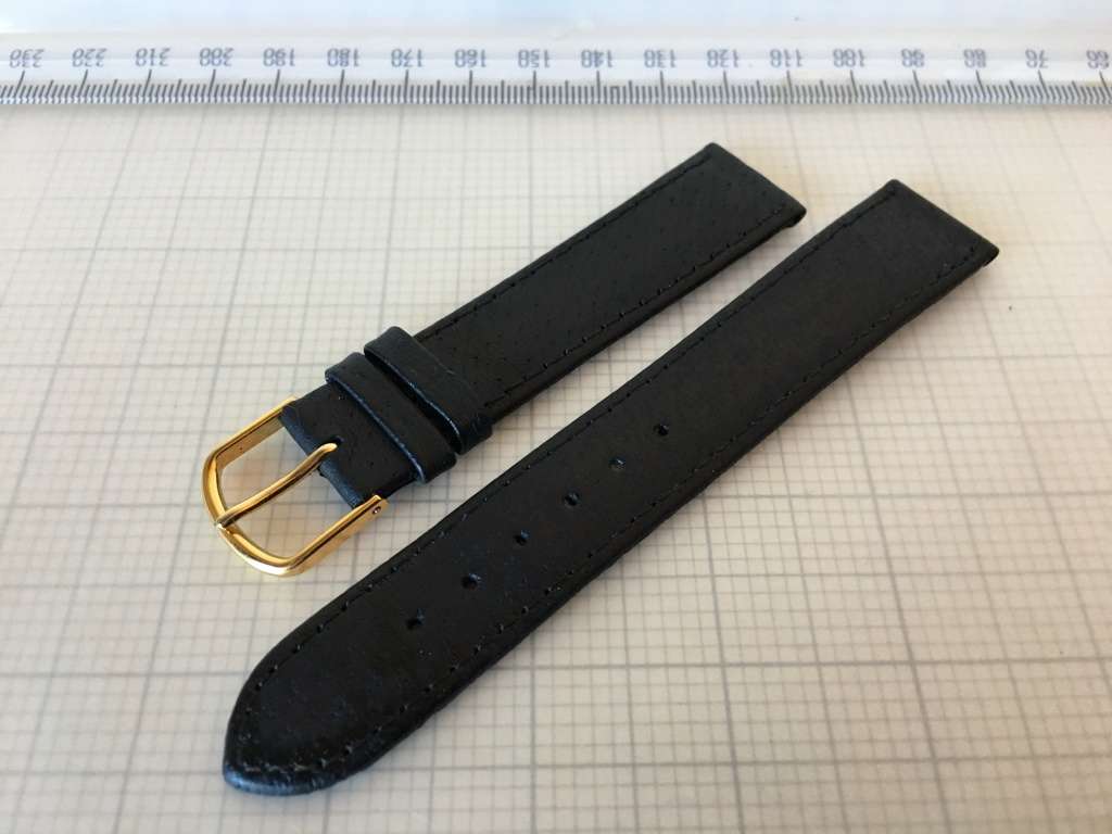 18mm black leather watch strap - 1