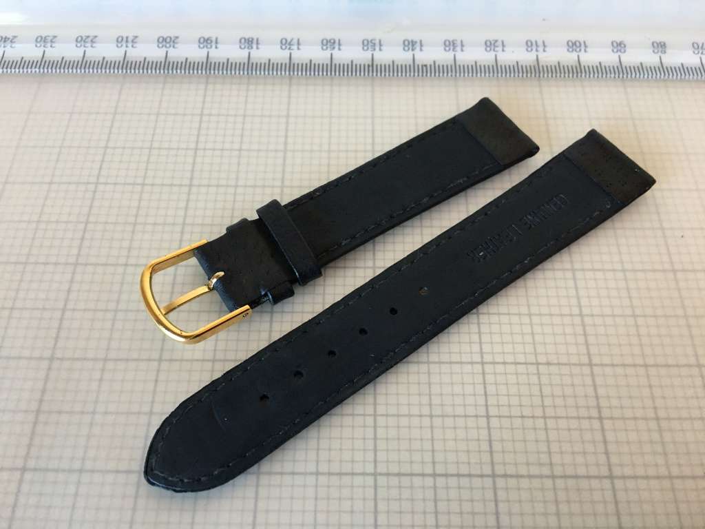 18mm black leather watch strap - 1