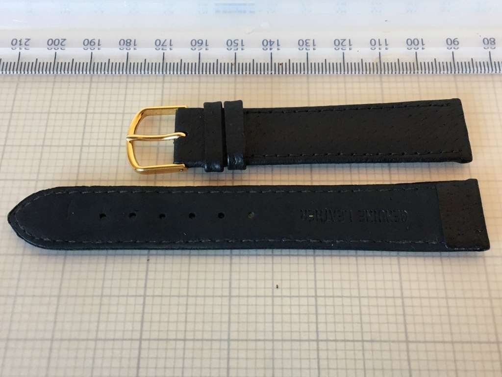 18mm black leather watch strap - 1