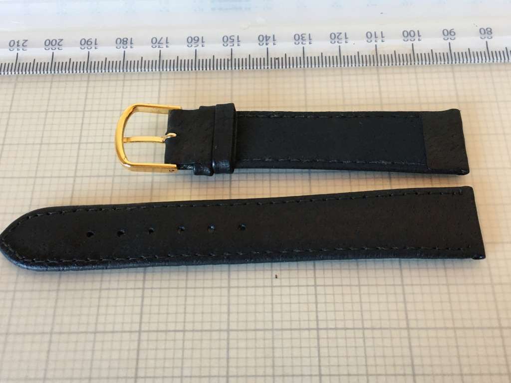 18mm black leather watch strap - 1