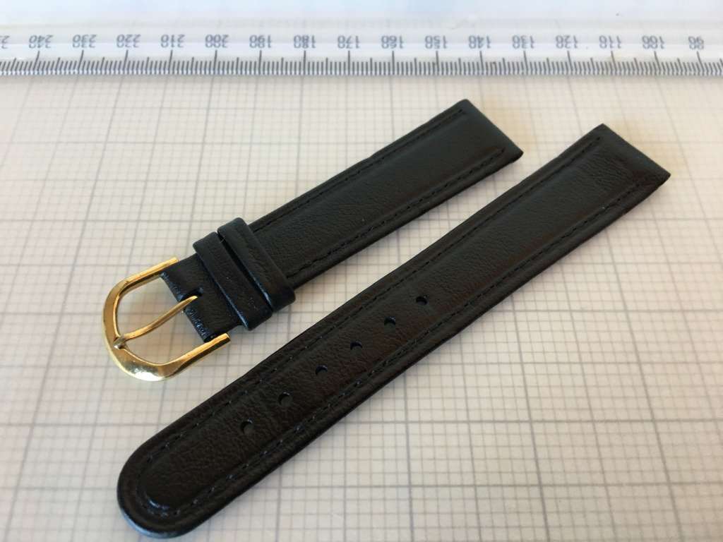 18mm black leather watch strap - 2