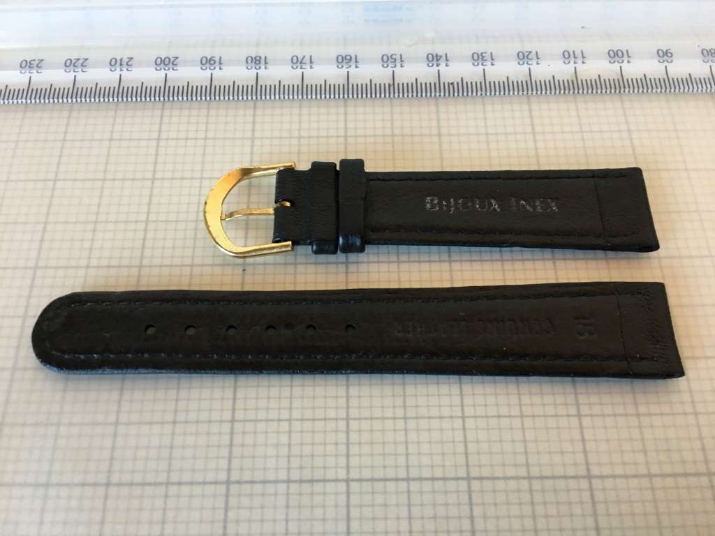 18mm black leather watch strap - 2