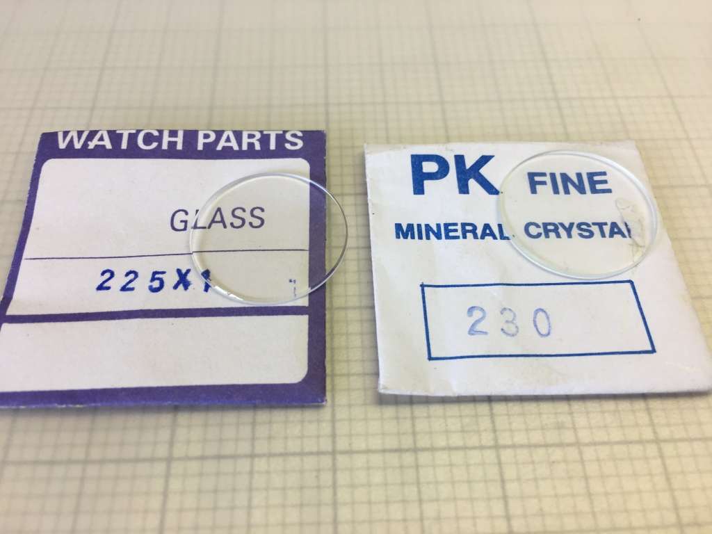1mm flat watch glass - 2 pieces - 22.5 & 23mm