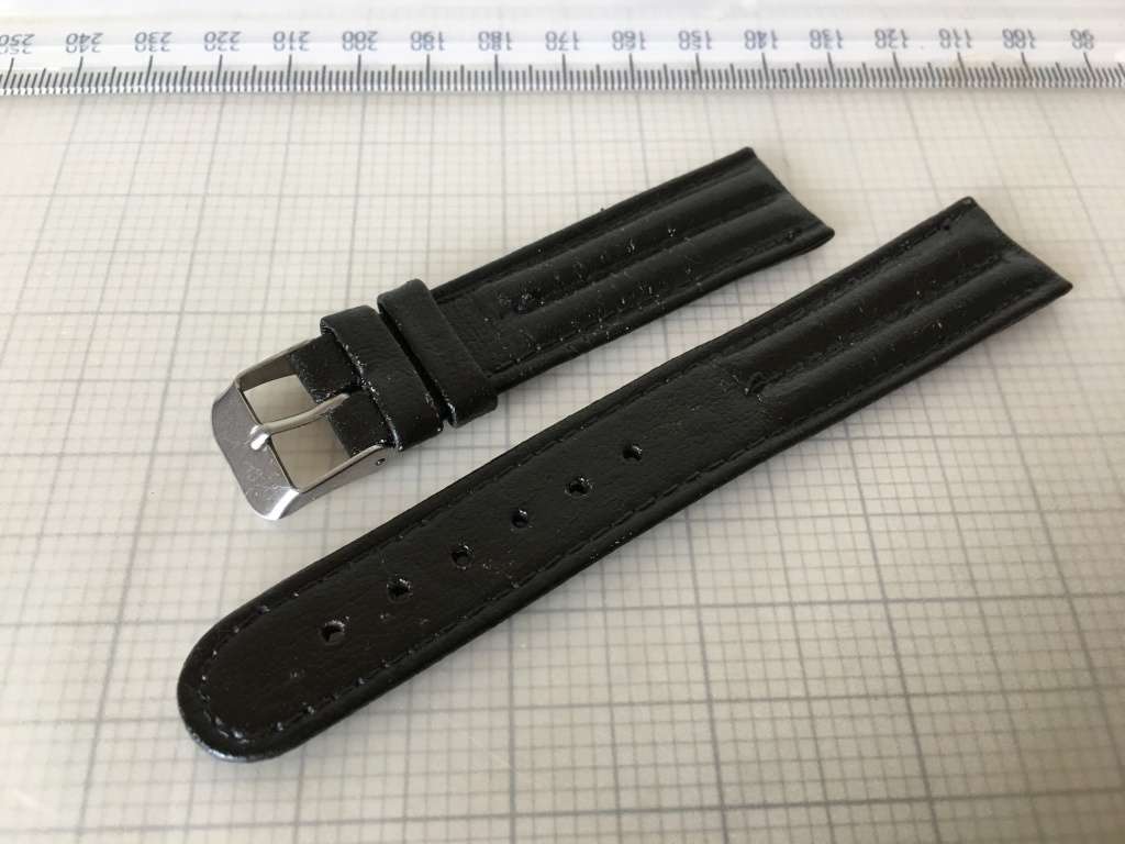 18mm black leather watch strap - 6