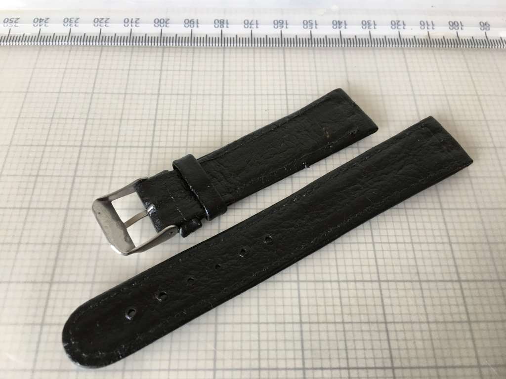 18mm black leather watch strap - 6