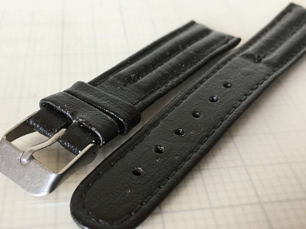 18mm black leather watch strap - 6