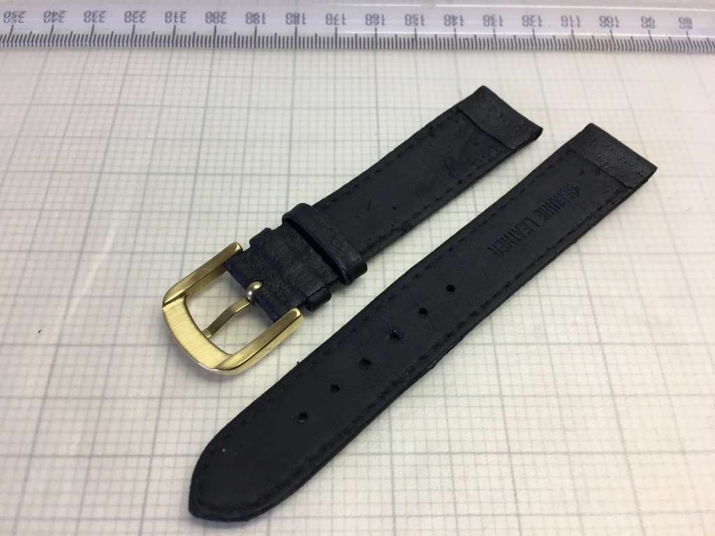 18mm black leather watch strap - Tissot buckle