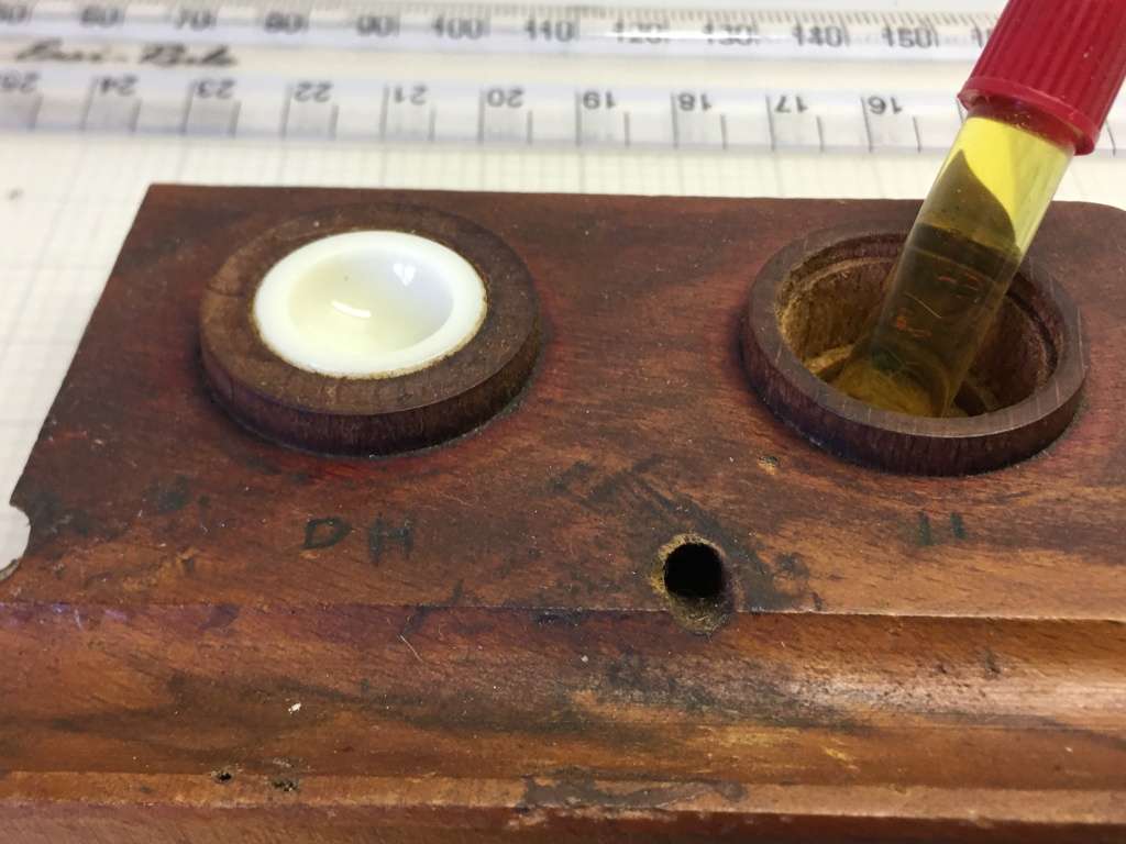 Watchmakers oil pot with applicators & Moebius oil