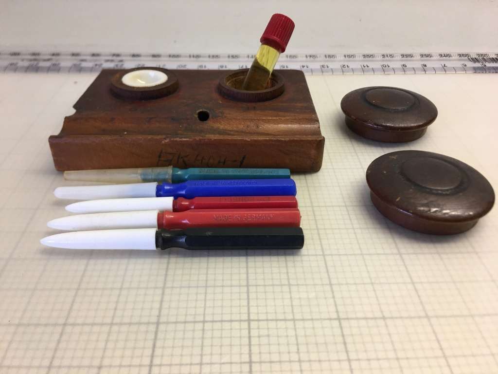 Watchmakers oil pot with applicators & Moebius oil